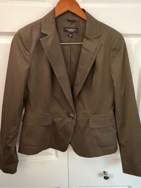 Talbots Womens Size 8 Olive Green Stretch Cotton Blazer Jacket Classic Career